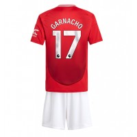 Manchester United Alejandro Garnacho #17 Domáci Detský futbalový dres 2024-25 Krátky Rukáv (+ trenírky)